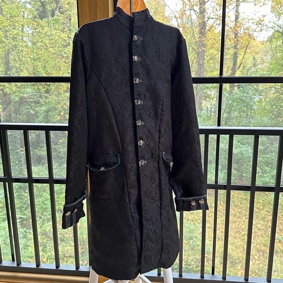 Steampunk Pirate Brocade Black Jacket ~ Men’s S - Picture 3 of 17